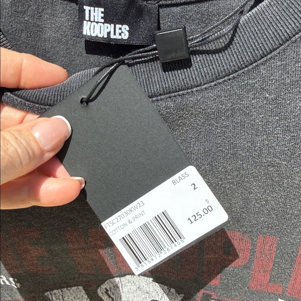NWT! Retail $125 The Kooples Black Racing Skull Graphic Tee with Checkered Flags - Picture 3 of 5